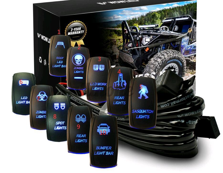 Sell LED Red Zombie Lights Laser Rocker Switch Wiring Harness Kit 12V 40A Relay Fuse In - Foto 7