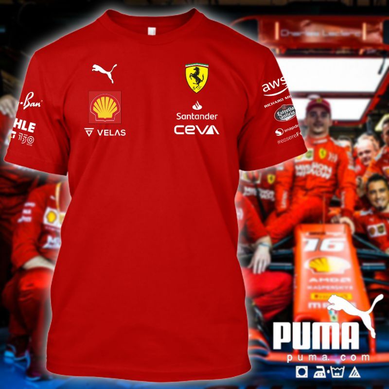 F1 2022 Scuderia Ferrari Racing Team Mens Big Size Short Sleeve Graphic T Shirt For Men Women Couple Set Baju Tshirt Top