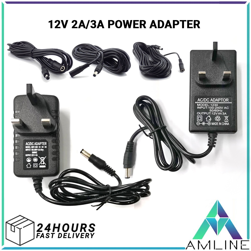 Ready Stock 12V DC 2A/3A CCTV Power Supply Adapter Transformer 3Pin ...