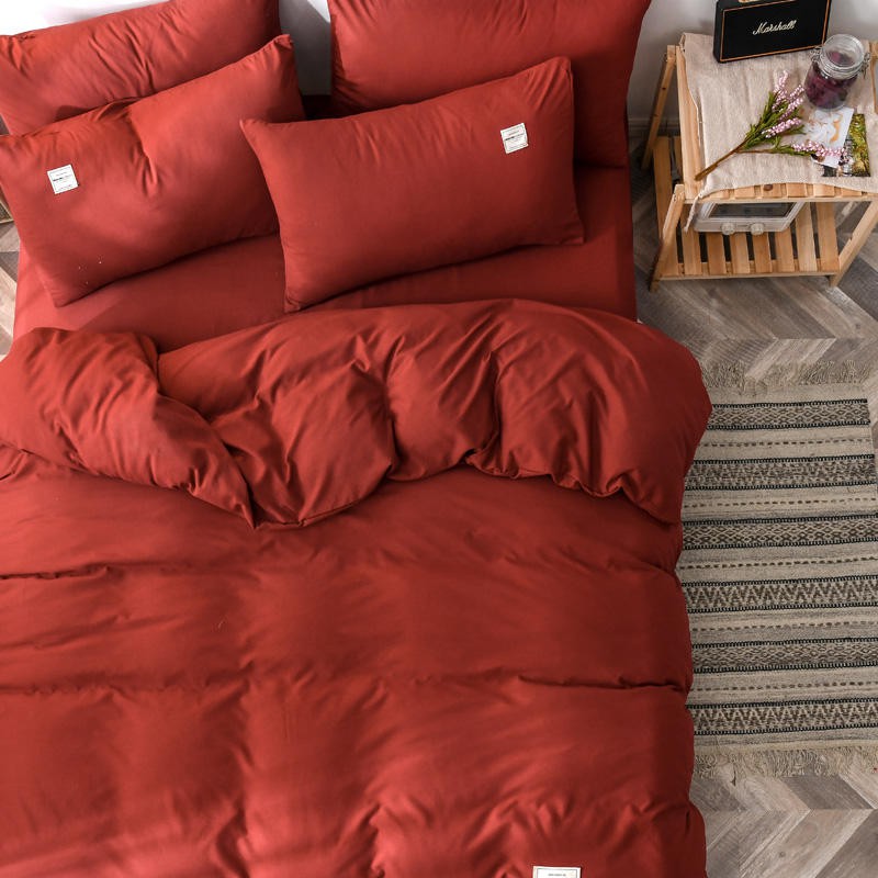 Dark Gray Color Bed Sheet Sets Single/Queen/King Size Plain Bedding Set