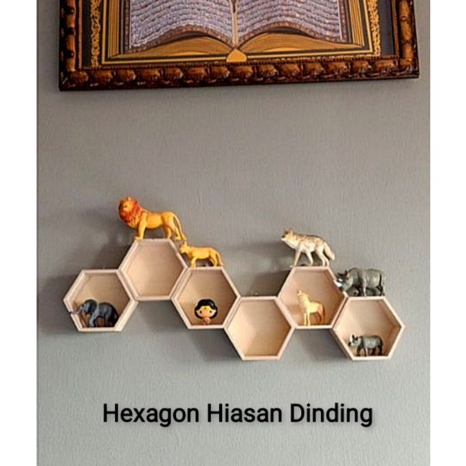 Pallet Hexagon Hiasan Dinding Rumah Hexagon Wood Shelf Decoration Diy Wall Shopee Malaysia 9840