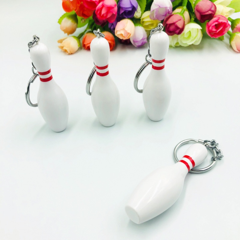 [Min Order: 5pcs] Mini Bowling Simulation Keychain Ring Pendant Sports ...
