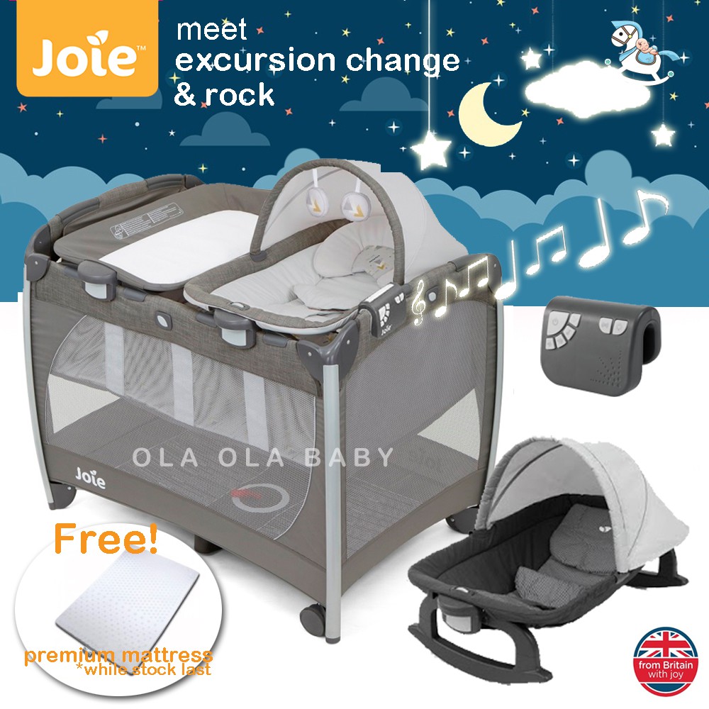 Joie excursion change outlet & rock travel cot