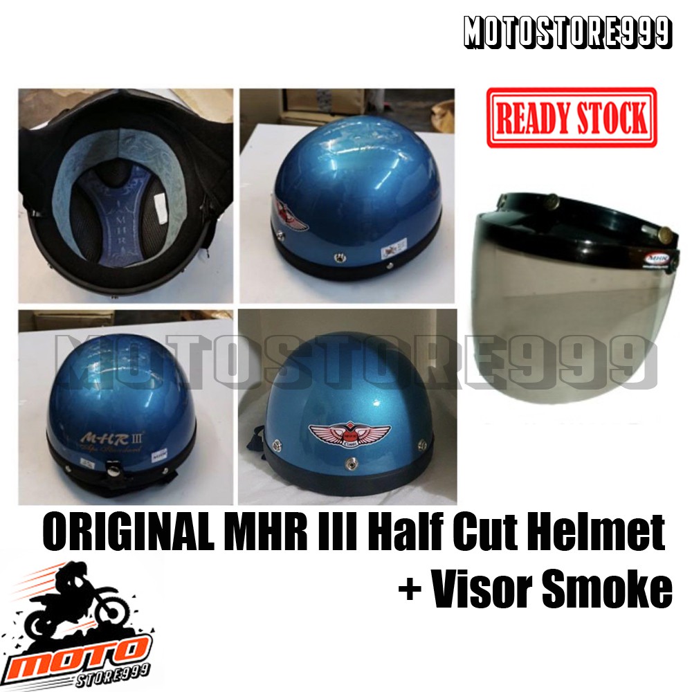 ORIGINAL MHR III Half Cut Helmet Tinted Visor (Cyan Blue) Y15