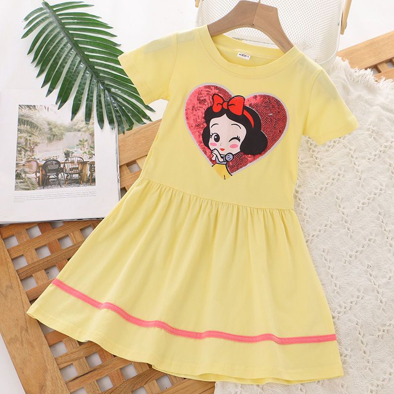 Disney princess bling bling pleated dress kids girls Elsa frozen snow ...