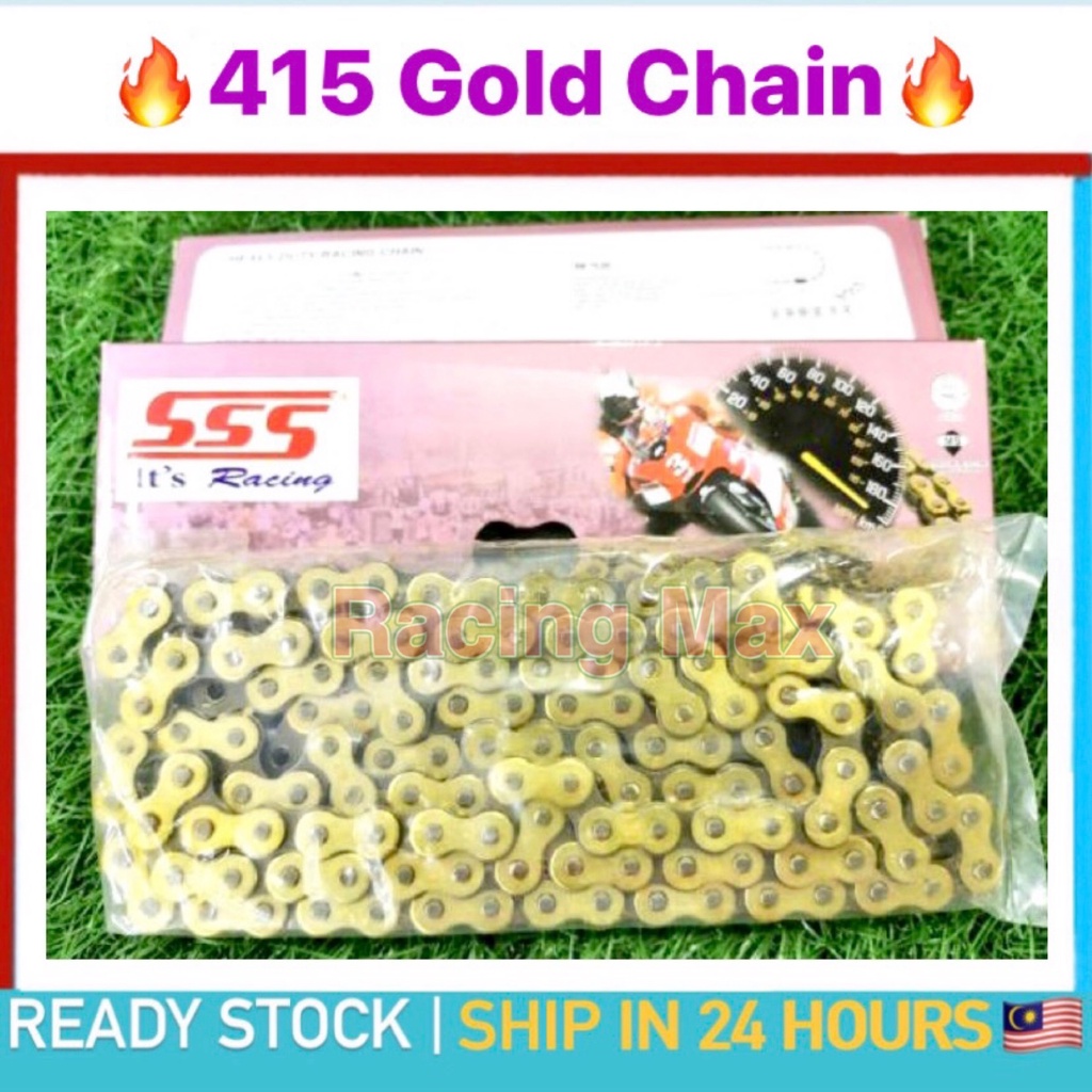 SSS 415 RACING GOLD CHAIN EMAS RANTAI MOTORCYCLE MOTOSIKAL 122 132 RXZ ...