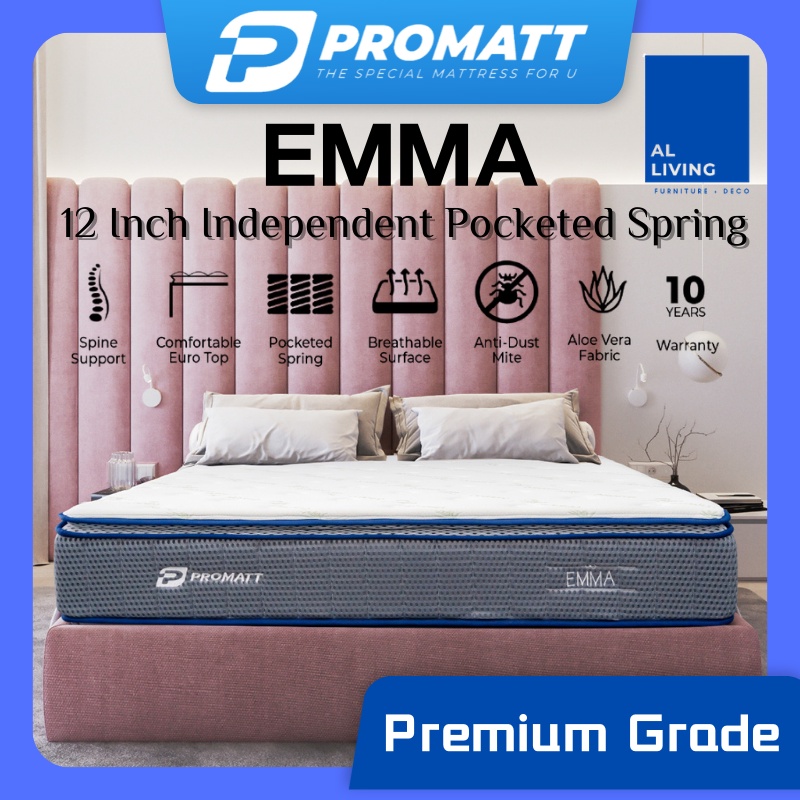 PROMATT EMMA 12 Inch Independent Pocketed Spring Mattress (PREMIUM