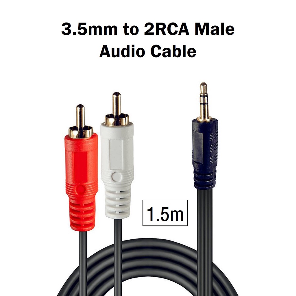 3.5mm to 2 male RCA audio cable, 3.5 stereo to 2RCA adapter for phone ...