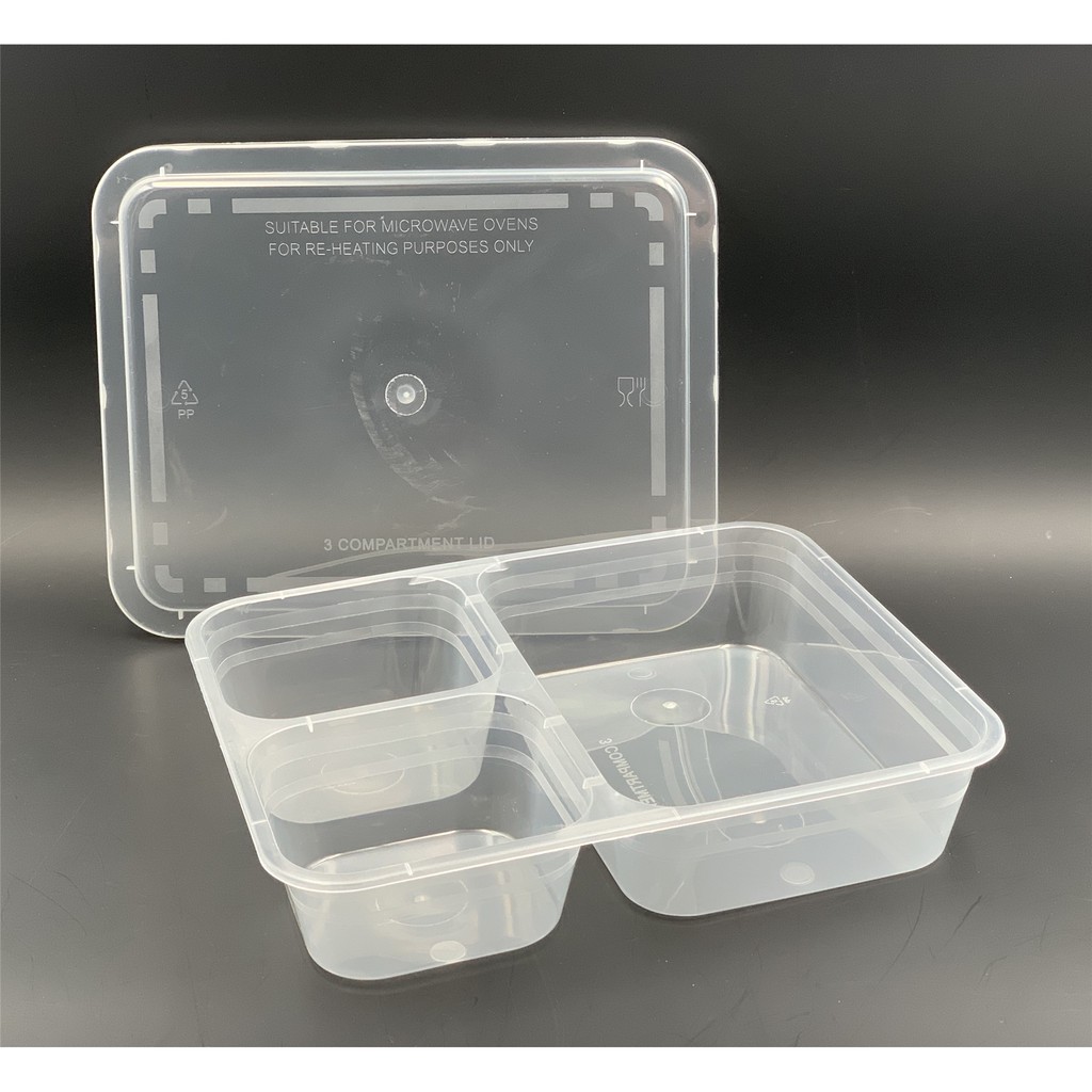 3 Compartment Bento Box (50pcs)