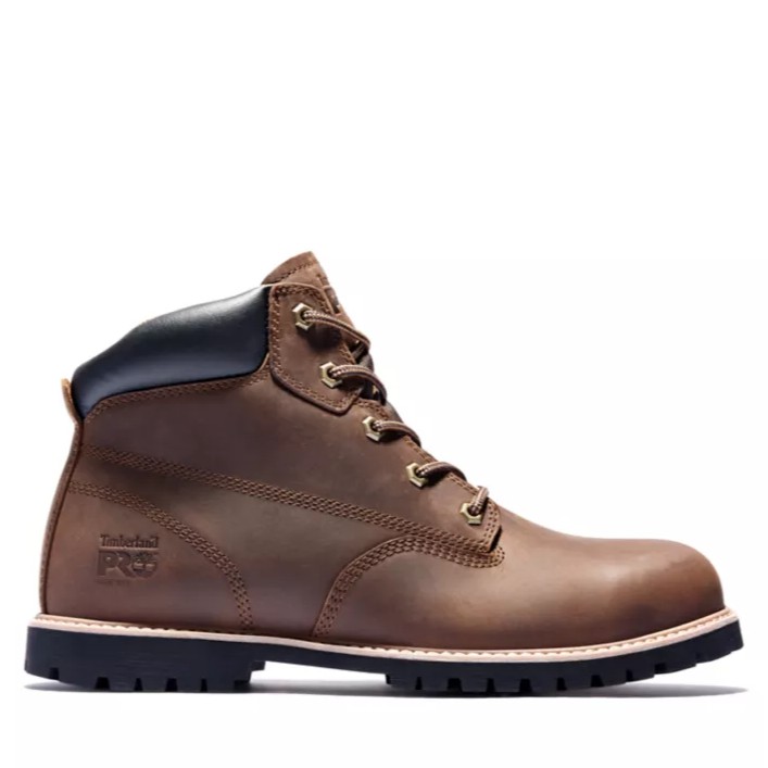 TIMBERLAND PRO MEN'S GRITSTONE 6INCH SOFTTOE WORK BOOTS Brown Leather