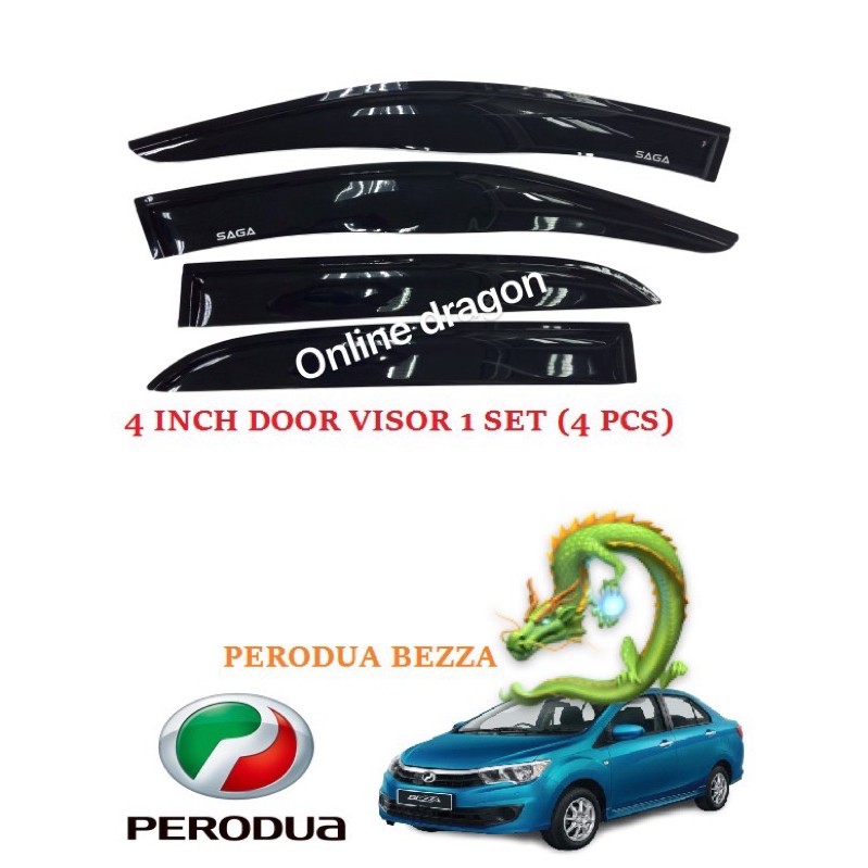 PERODUA BEZZA 10CM 4” INCH Door Visor With Logo Air Press Car Window ...