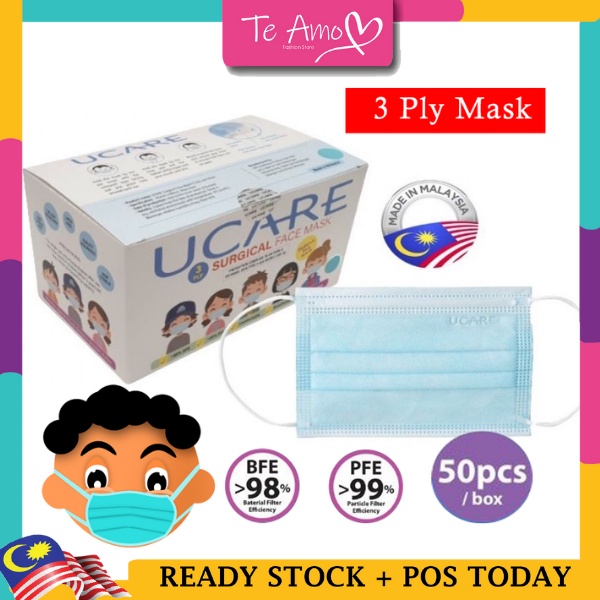 UCARE 50pcs(1 BOX) 3PLY Children Disposable Medical/Surgical Face Mask
