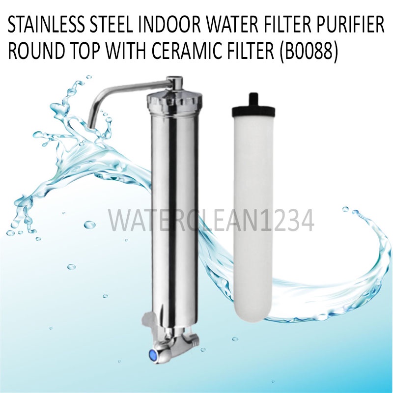 STAINLESS STEEL INDOOR WATER FILTER PURIFIER ROUND TOP WITH CERAMIC ...