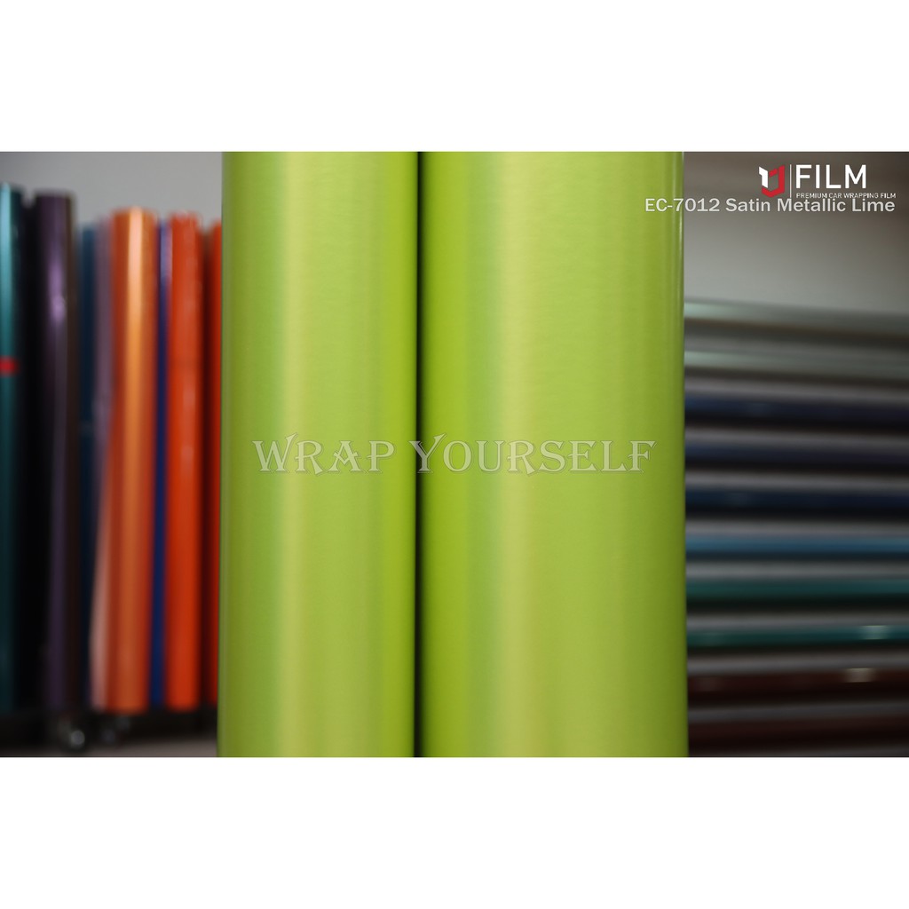 Satin Metallic Lime wrap air free Yajiu Derek car wrap film ec-7021 ...
