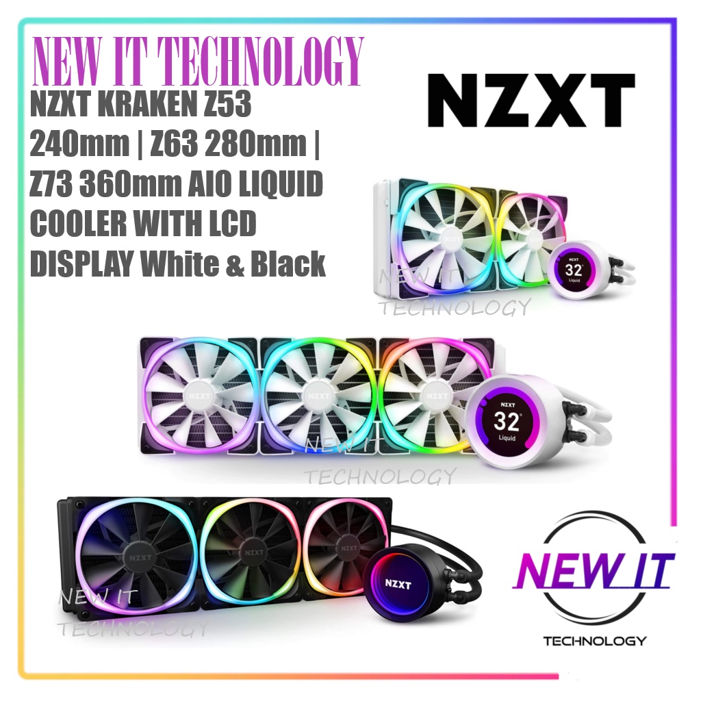 Nzxt Kraken Z53 240mm Z63 280mm Z73 360mm Rgb Aio Liquid Cooler With Lcd Display Shopee 3303