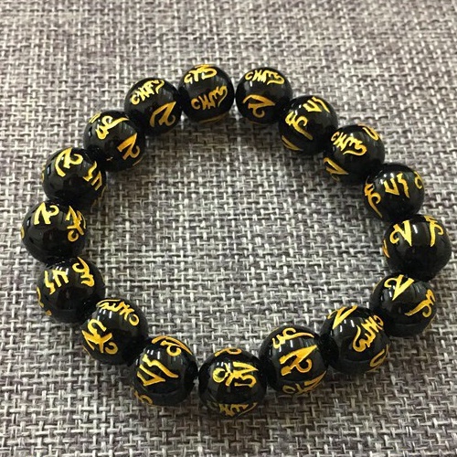 Six Syllable Mantra Black Agate Bracelet Pixiu 开光六字真言黑玛瑙手链/ 六字真言黑曜石佛珠旺财男女款辟邪佛珠|  Shopee Malaysia