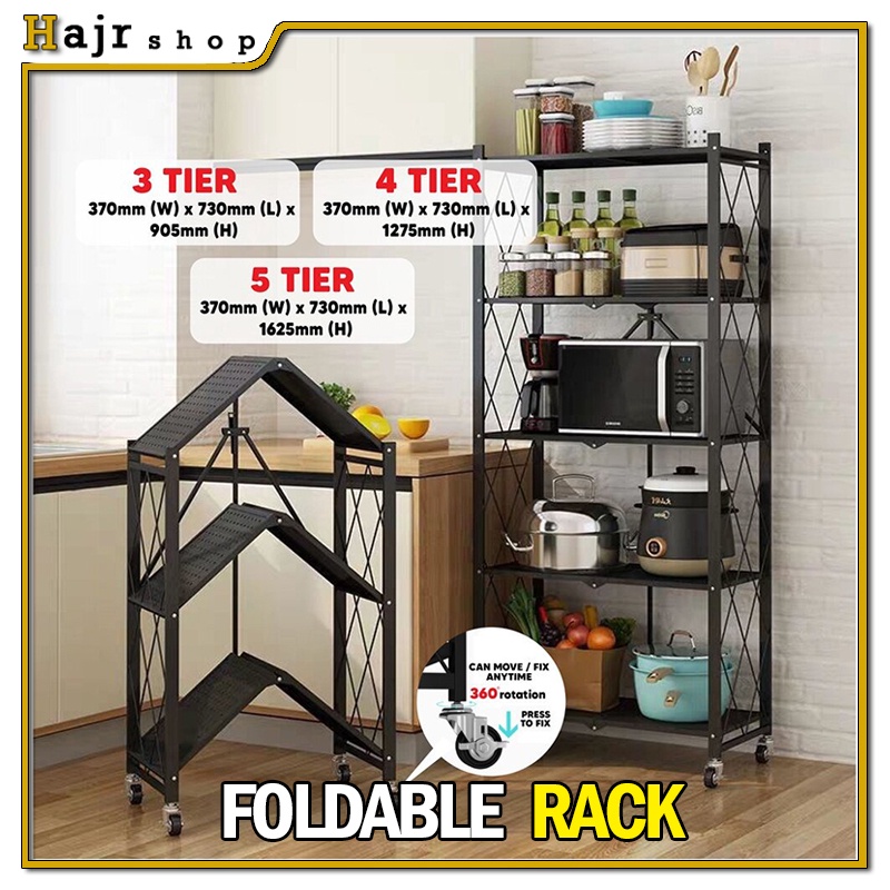 Foldable Storage Rack With Wheel Rak Dapur Rak Kabinet Dapur Rak ...