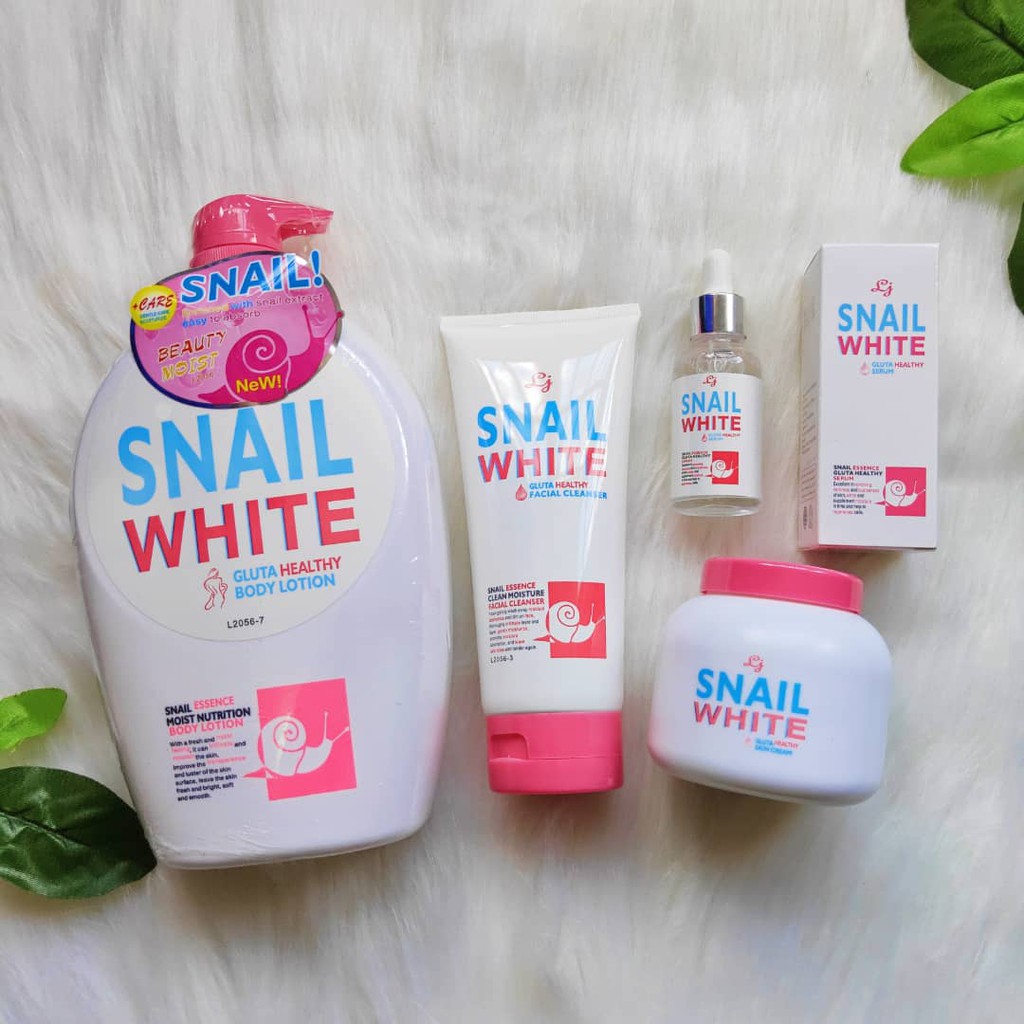 Snail White 4 in 1 Gluta Healthy Snail Essence Moisture Skin Cream Facial  Cleanser Serum Essence And Body Lotion Set | Shopee Malaysia