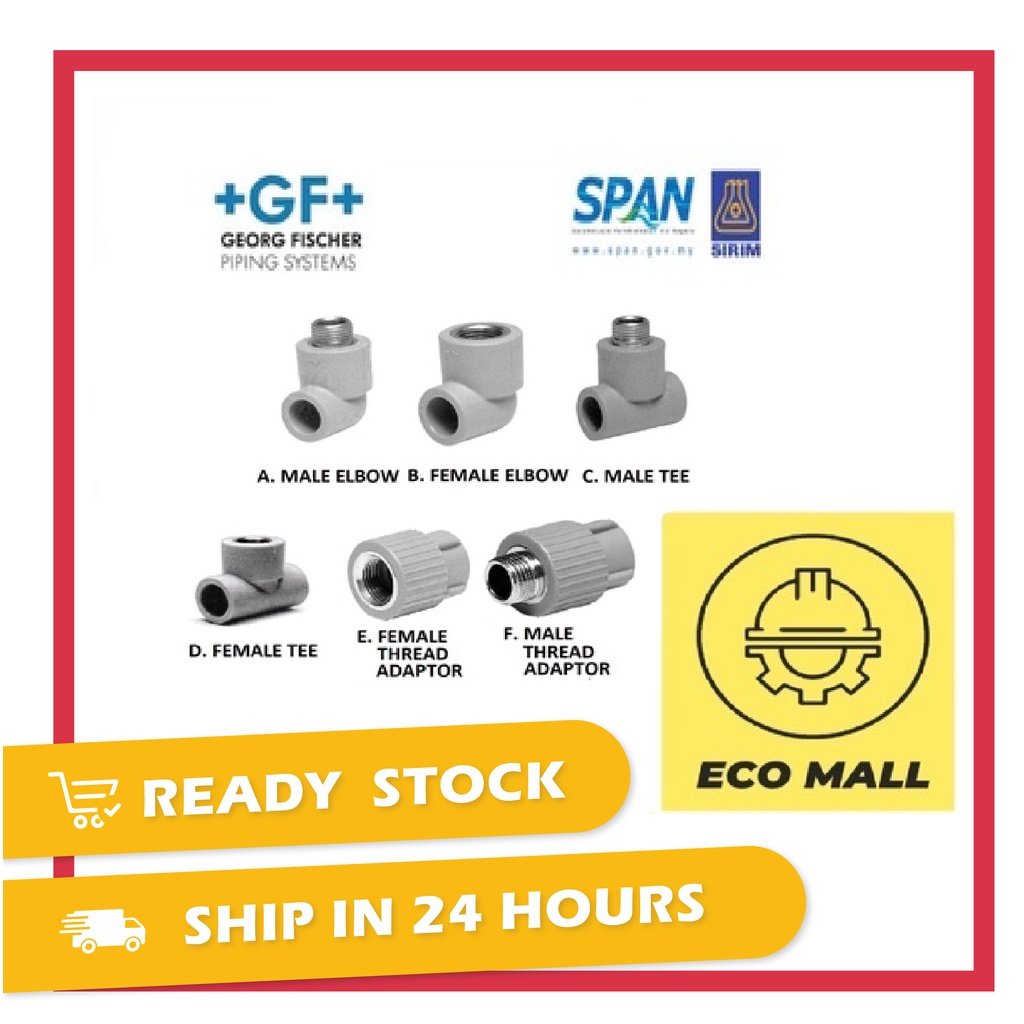 PPR Threaded Fittings 20mm - 32mm GF George Fischer Brand (SIRIM ...