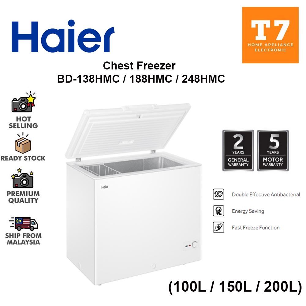 (100 Original Warranty) Haier Chest Freezer BD138HMC BD188HMC BD248HMC (100 150 200L) Double