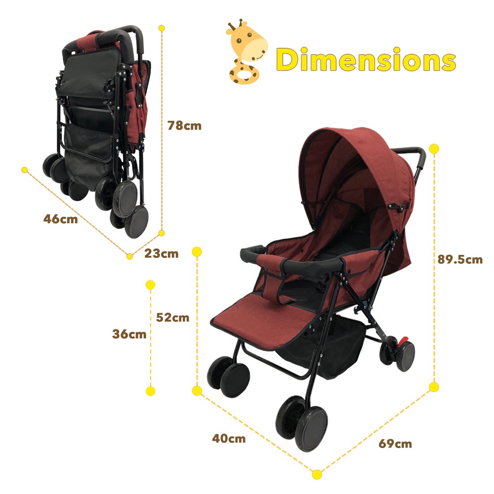 (1 Year Warranty) Little G LG004 Detachable Arm Rest Baby Stroller ...