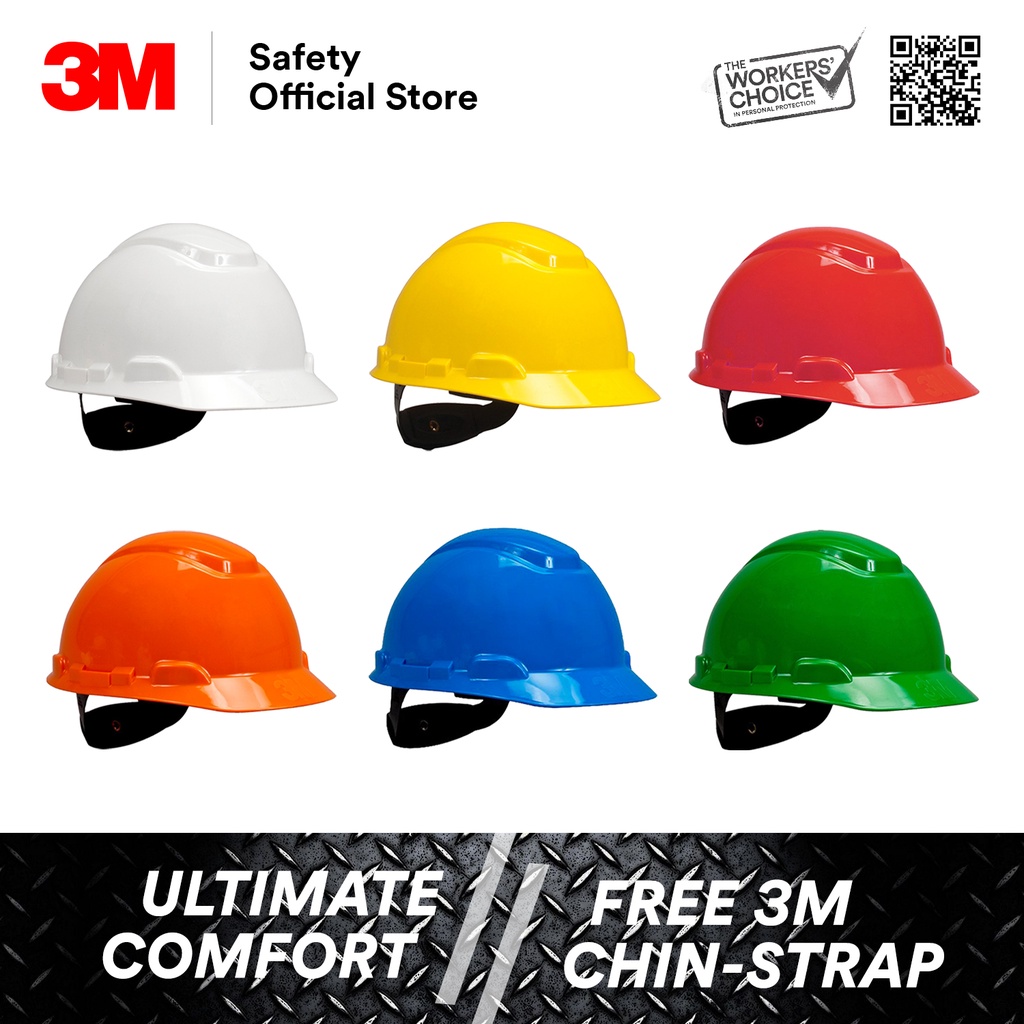 3M™ H-700R Series Ratchet Safety Helmet/ White Yellow Red Orange Blue ...