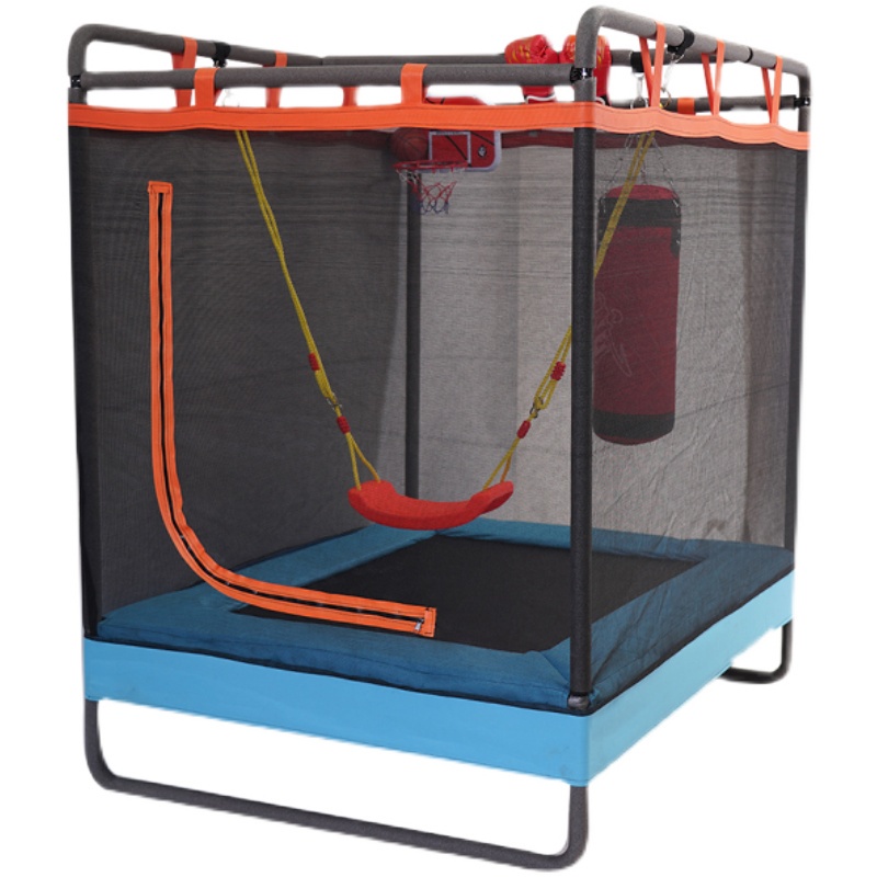 Trampoline with Swing Sandbag Portable Foldable Jumping Bed Chilren's