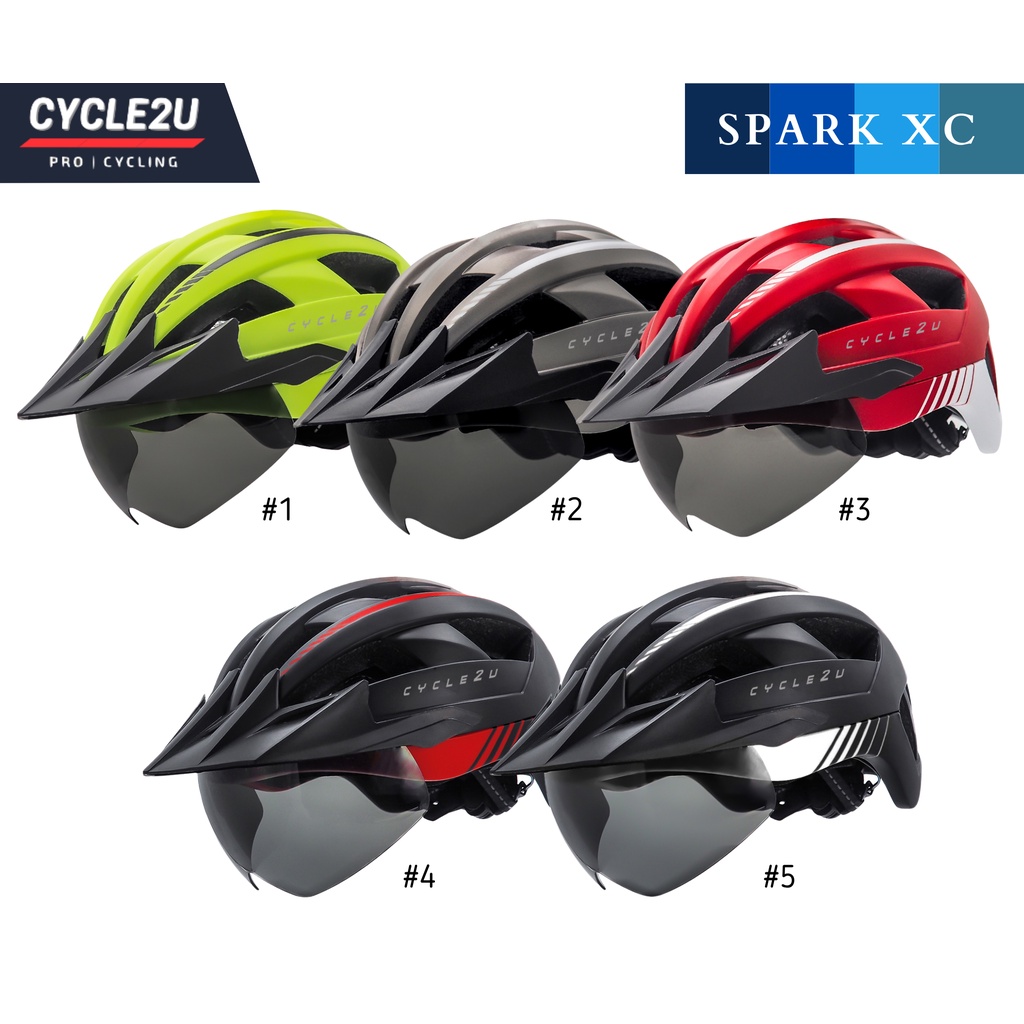 🔥Ready Stock🔥 CYCLE2U SPARK XC LED Backlight Cycling Helmet Basikal