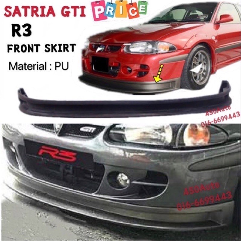 SATRIA GTI R3 LIP BUMPER FRONT SKIRT DEPAN BODYKIT WIRA R3 / PU / SE ...