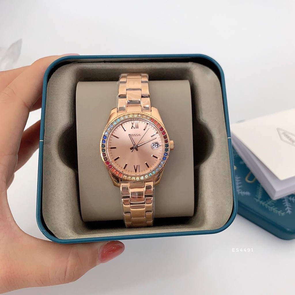 100 ORIGINAL FOSSIL WATCH WOMAN ES4491 Scarlette Three Hand Rose Gold Tone Stainless Steel Watch Shopee Malaysia