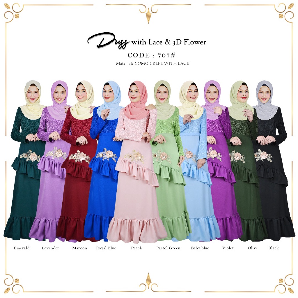 KOLEKSI BAJU RAYA 2024 ReadyStock Gaun Dress Murah with LACE & 3D ...