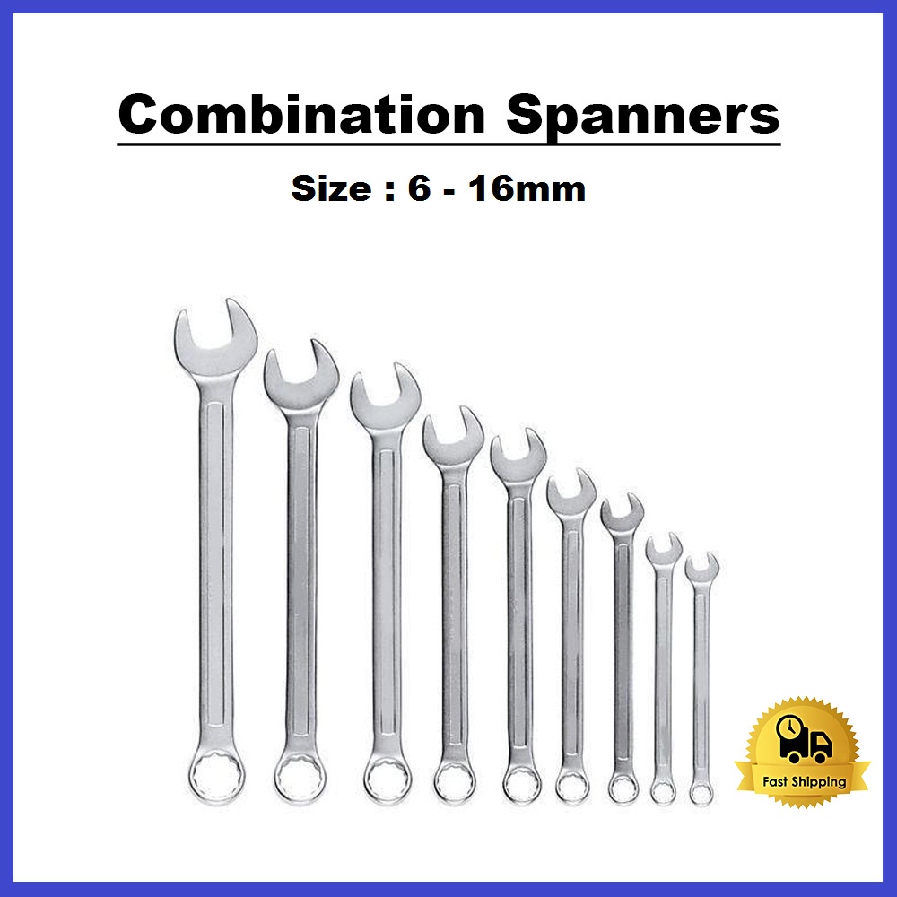 6 - 16mm Combination Wrench | Common Ring Spanner | Open End Ring ...
