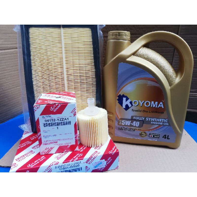 TOYOTA CAMRY 2.5 HYBRID ACV50 OIL FILTER + AIR FILTER + KOYOMA 5W40 FULLY SYNTHETIC ENGINE OIL