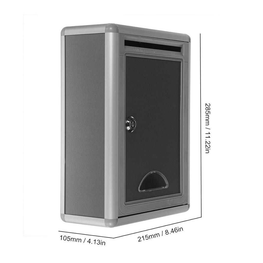 Silver Grey Suggestion Box Silver Grey Outdoor Security Locking Mailbox ...