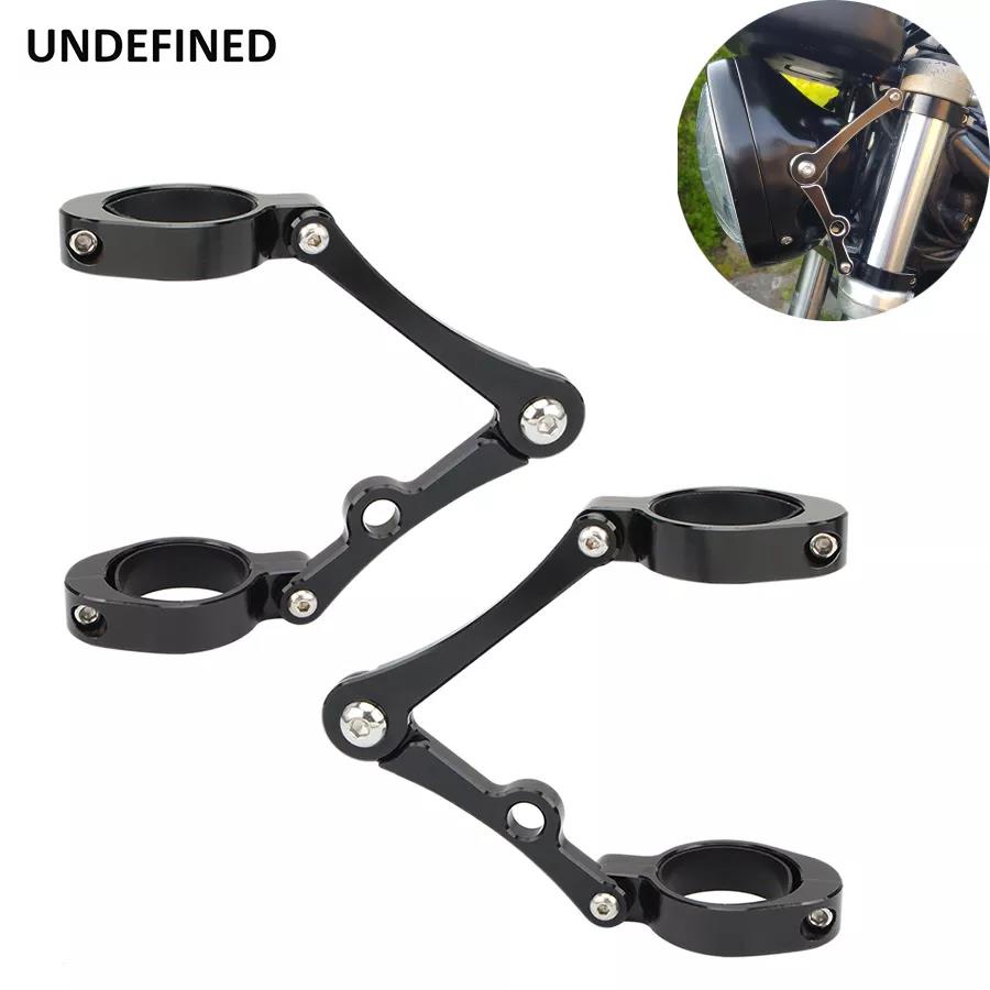 Lenkdou 39mm-41mm Motorcycle Chrome Headlight Brackets – Adjustable Fork Mount Clamps For Spotlights