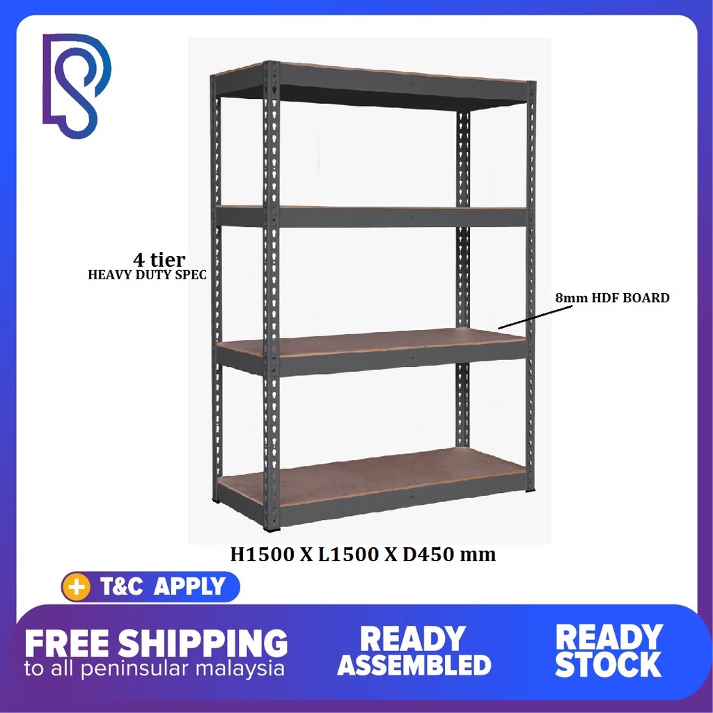 Boltless Rack C/W 8mm HDF Board FREE DELIVERY/READY STOCK Shopee