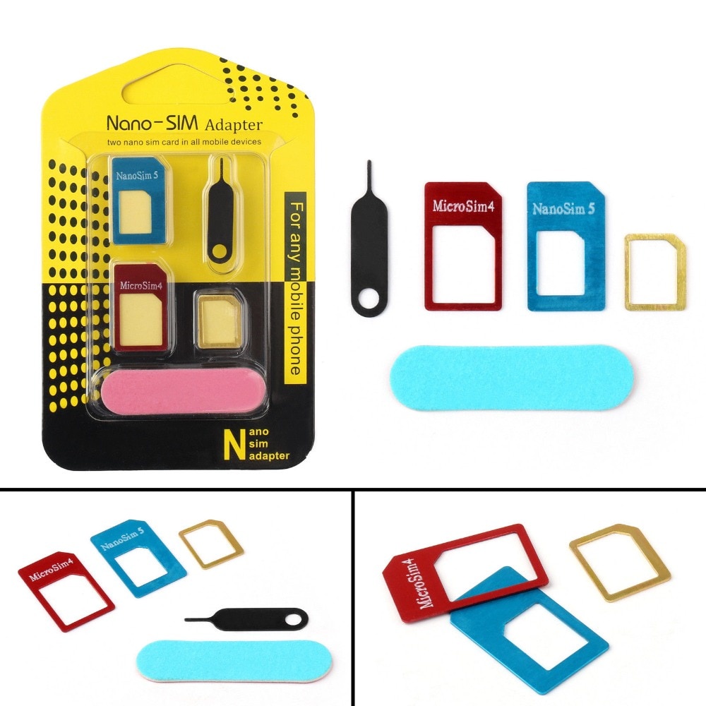 Sim Card Adapter Sim Adapter 5 IN 1 Nano SIM Card Adapter to Micro