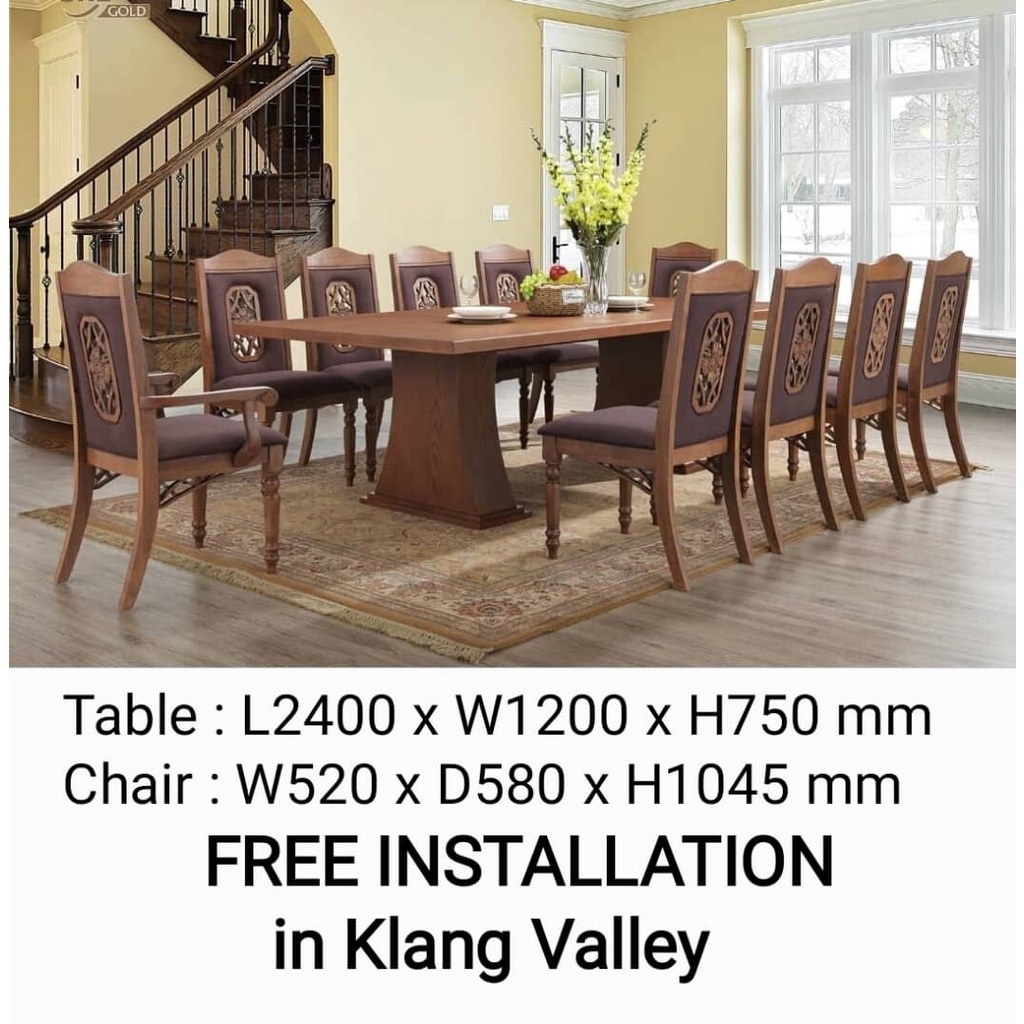 Q 10 Solid Wood 1+10 Dining Set / 1+10 Solid Wood Dining Set / Solid