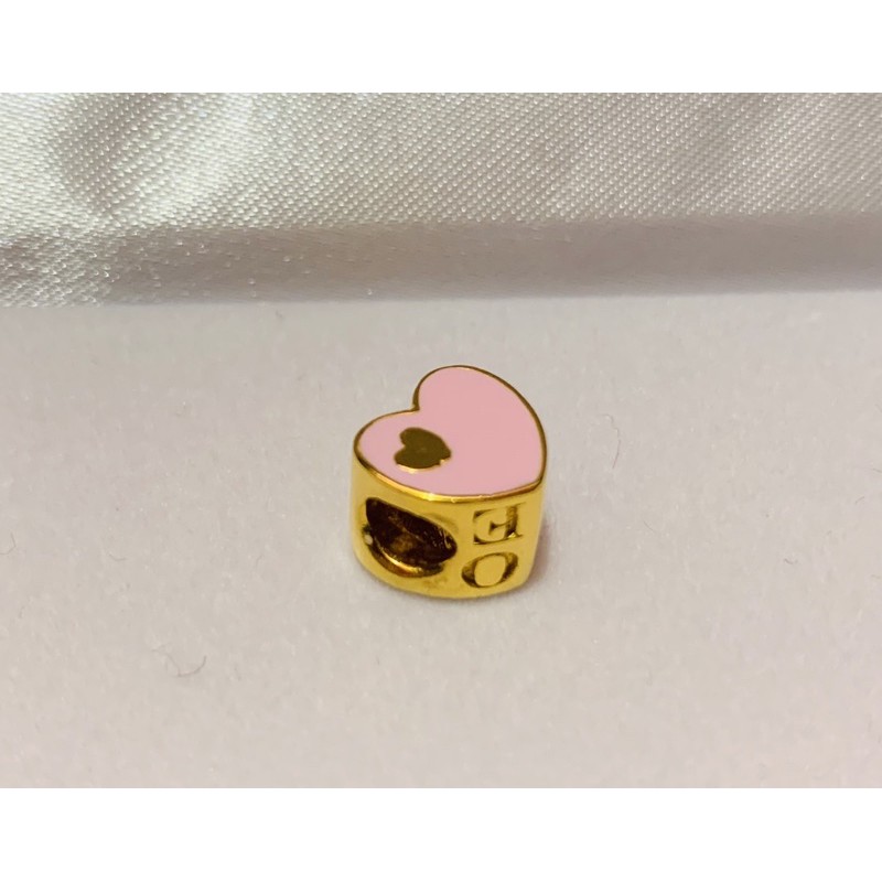Pandora Charm love enamel pink Tomei used like new gold 916
