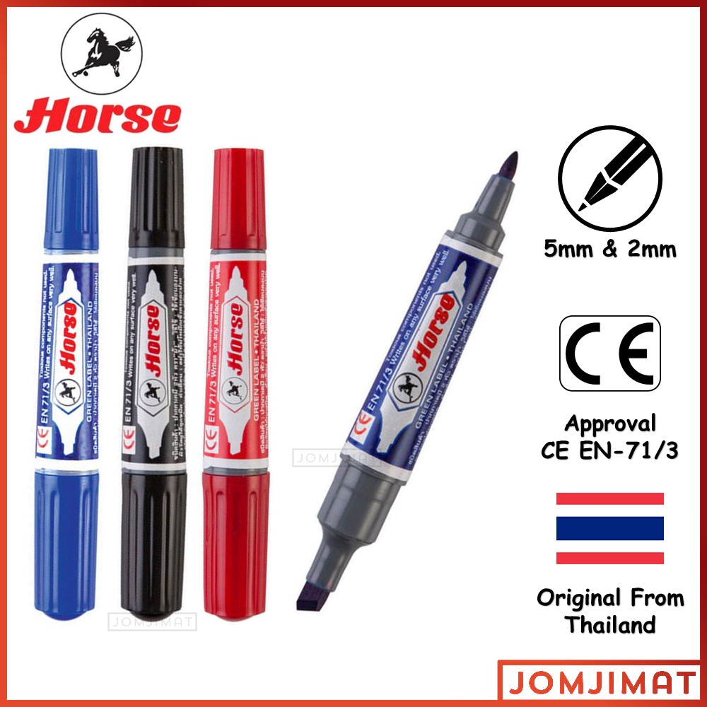 Horse Permanent Twin Marker Pen Bullet Tip (2mm) / Chisel Tip(5mm