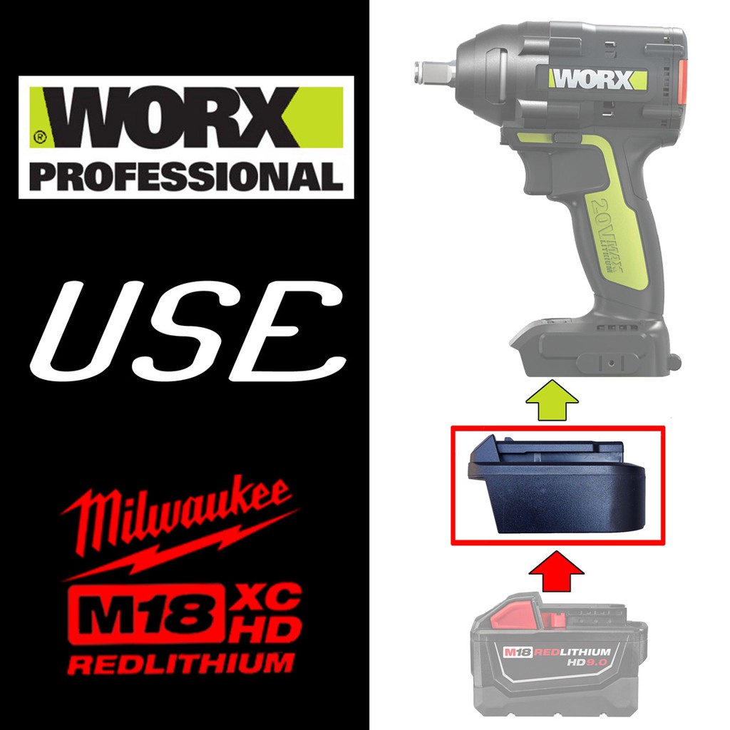 adapter for milwaukee M18 18V li ion battery to worx 20V max 5Pin