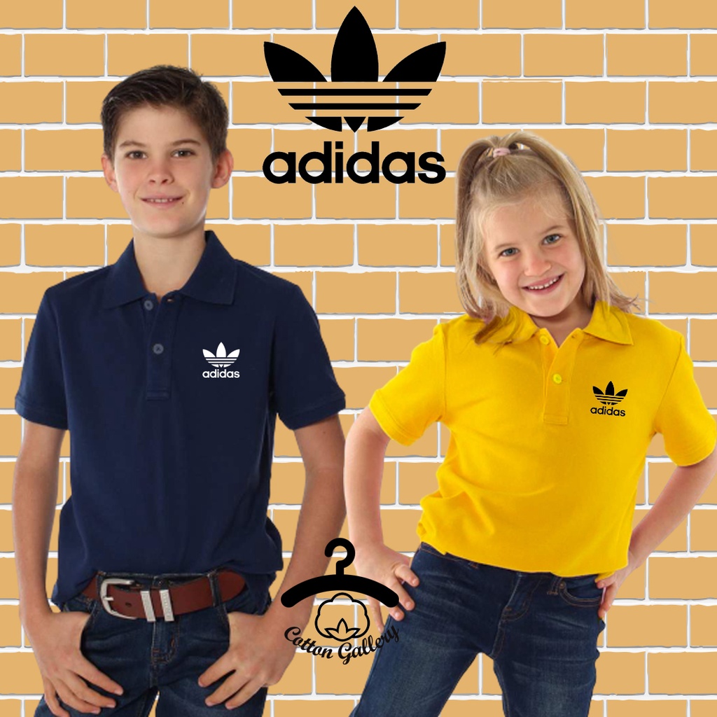 T Shirt Koler Polo Adidas Kids Polo Boy Girl Unisex Cotton Collar Baju Kemeja Raya Shopee Malaysia