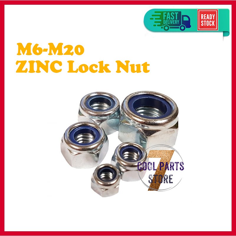 Zinc Nylon Lock Nut M6~M20 Galvanized Zinc Plated Hex Nut | Shopee Malaysia