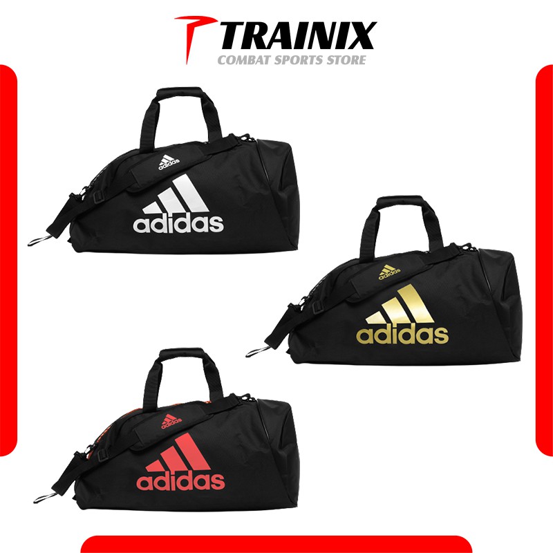 Adidas black and red polyester duffle bag sales