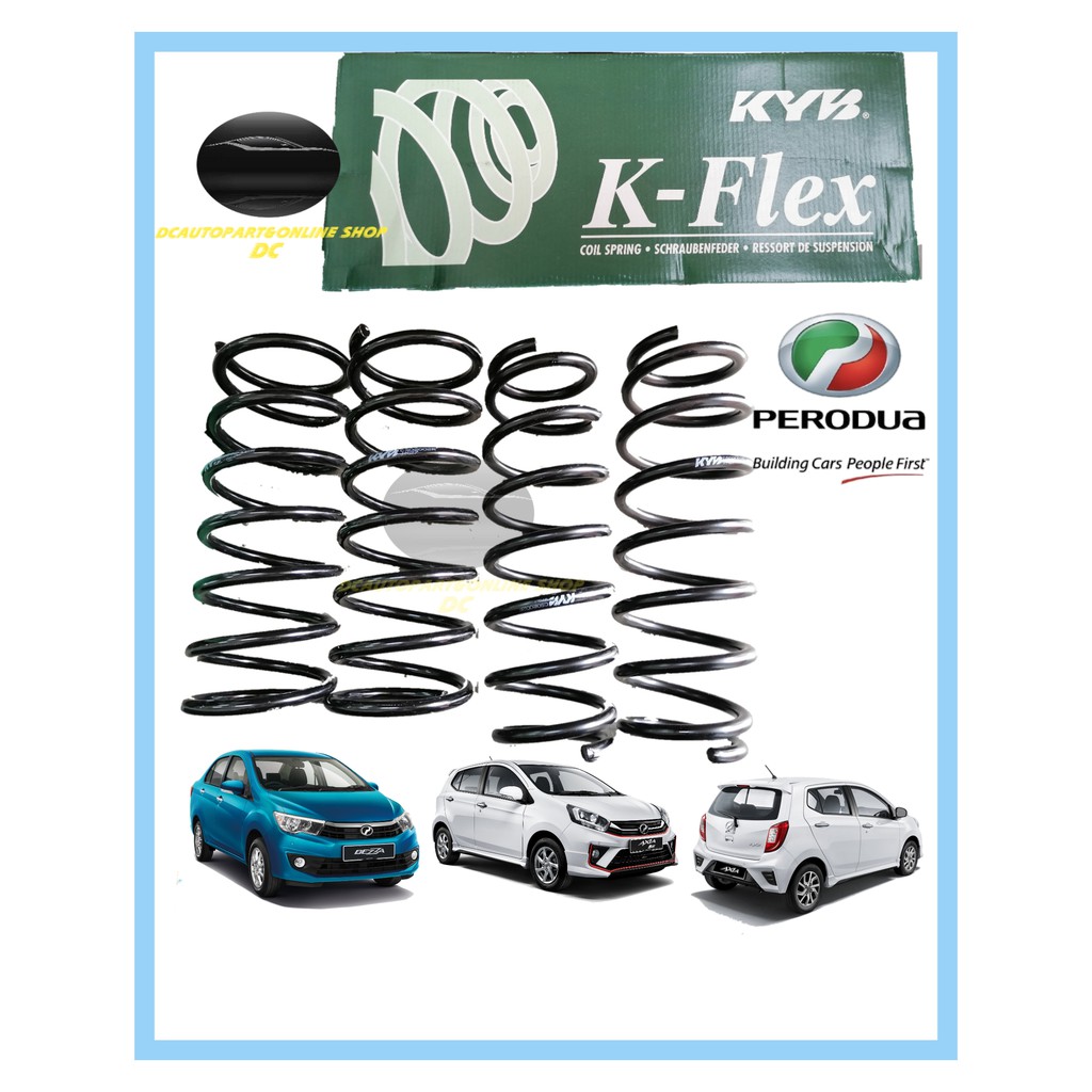 ORIGINAL KYB PERODUA AXIA BEZZA K-FLEX FRONT & REAR COIL SPRING 1PAIR ...