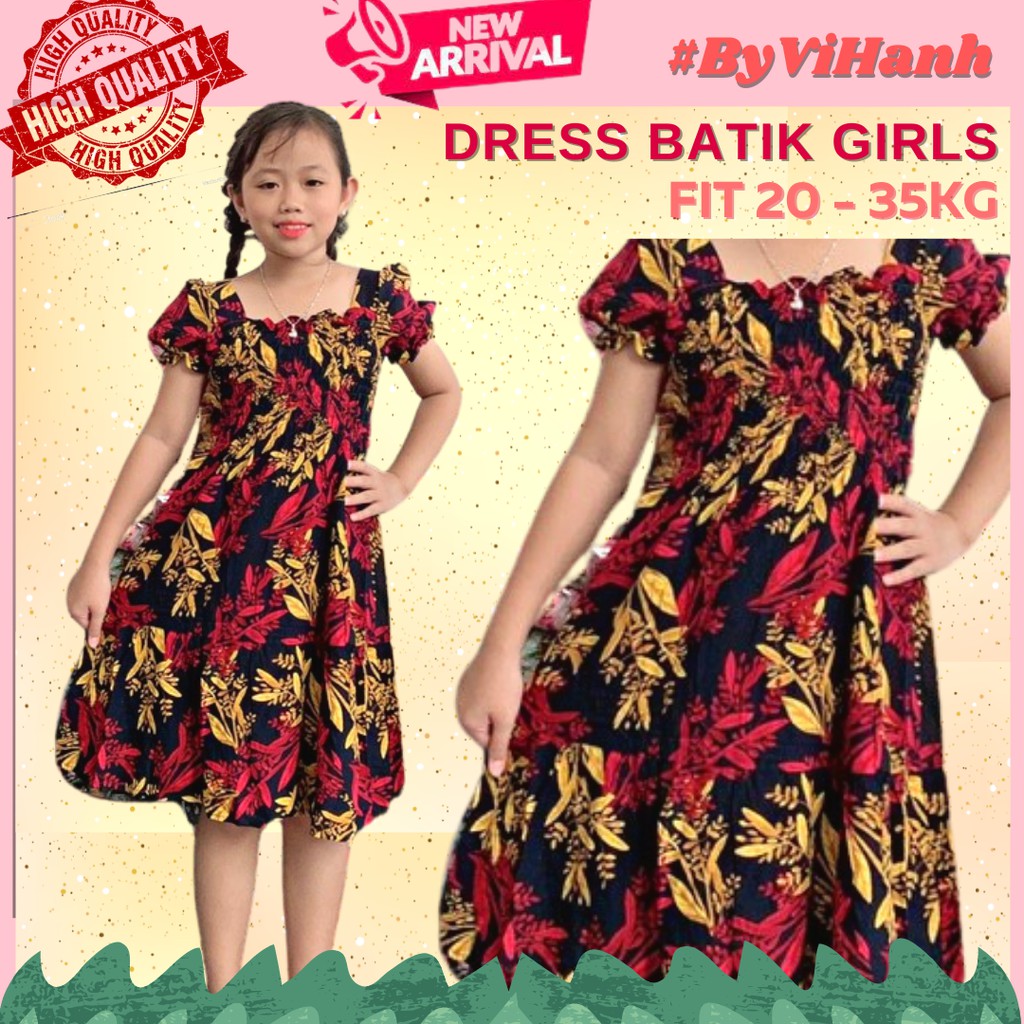 Dress Batik Viral Girls Age 6 to 9 Fit 20 to 38kg Elastic Tops Dress Batik Dada Getah Budak Perempuan Kaftan Shopee Malaysia