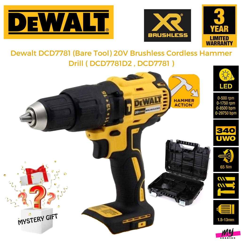 DEWALT DCD7781 (Bare Tool) 20V Brushless Cordless Hammer Drill ...