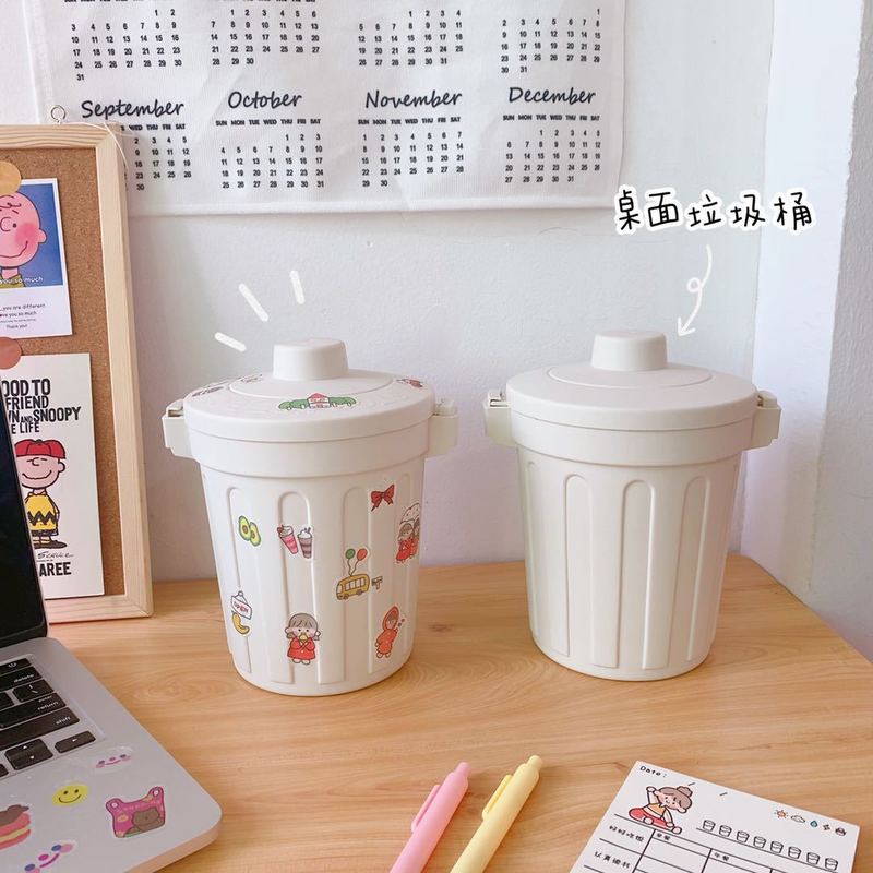 Steve Ins Style Desktop Mini Dustbin With Cover Small Rubbish Bin