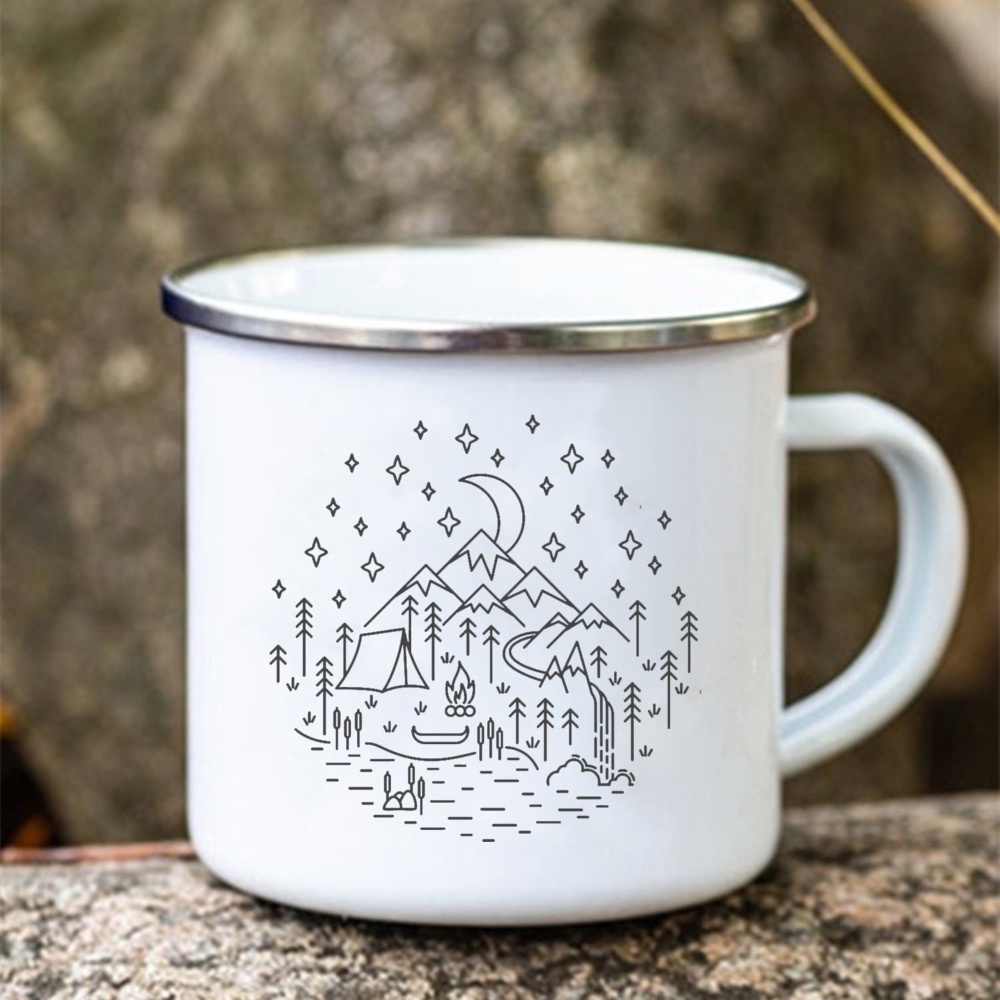 Camping Mug Camping Mugs Enamelware Enamel Mugs Happy Adventure