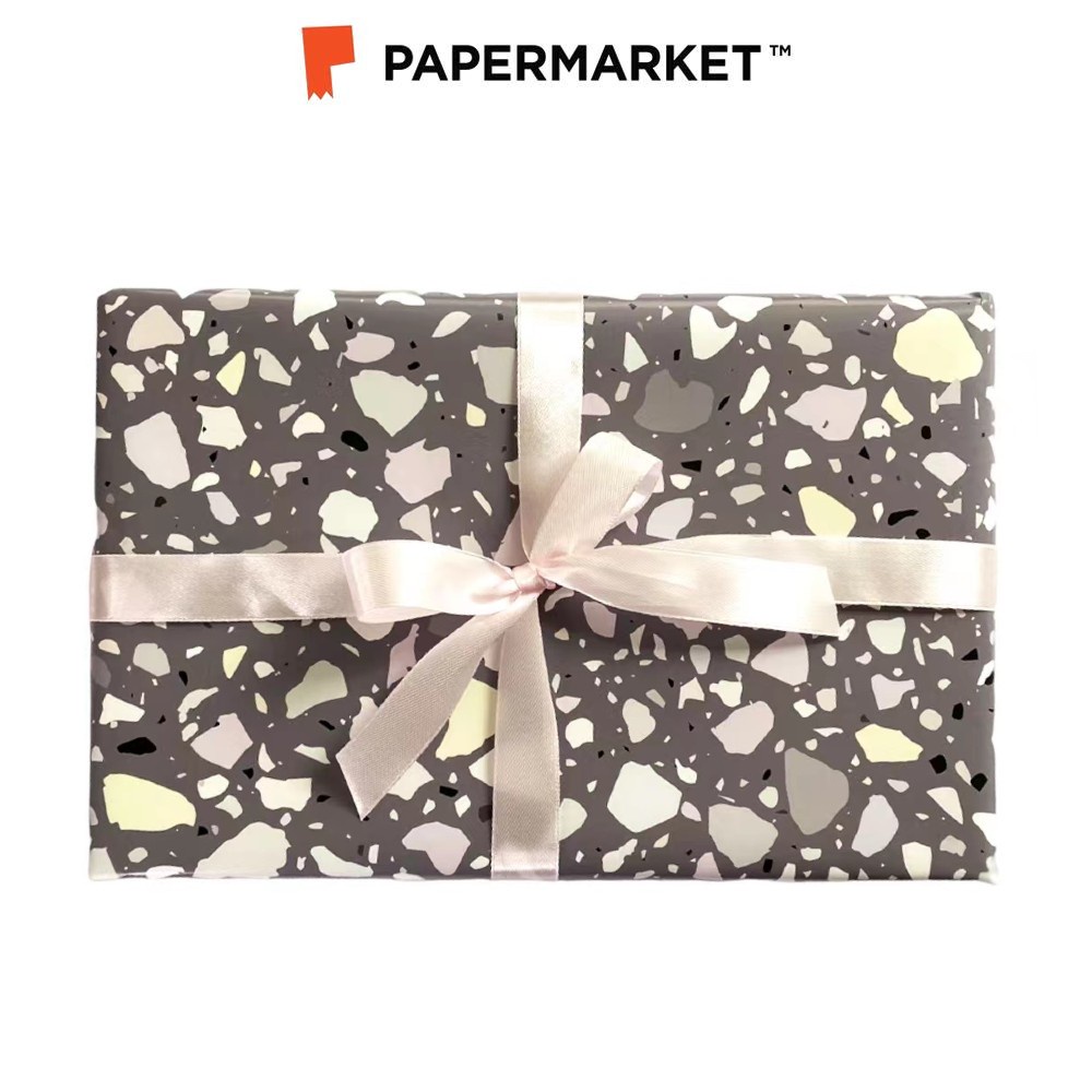 Gift Wrapping Paper Roll 3 Sheets Terrazzo Slate Grey Shopee Malaysia